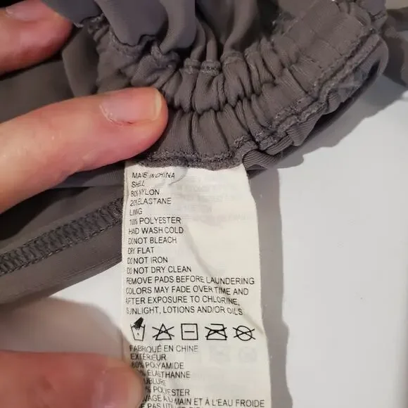 PrAna Moorea Ruched Tankini Swim Top Womens Size XS Side Tie Gray Adjustable - Picture 7 of 9